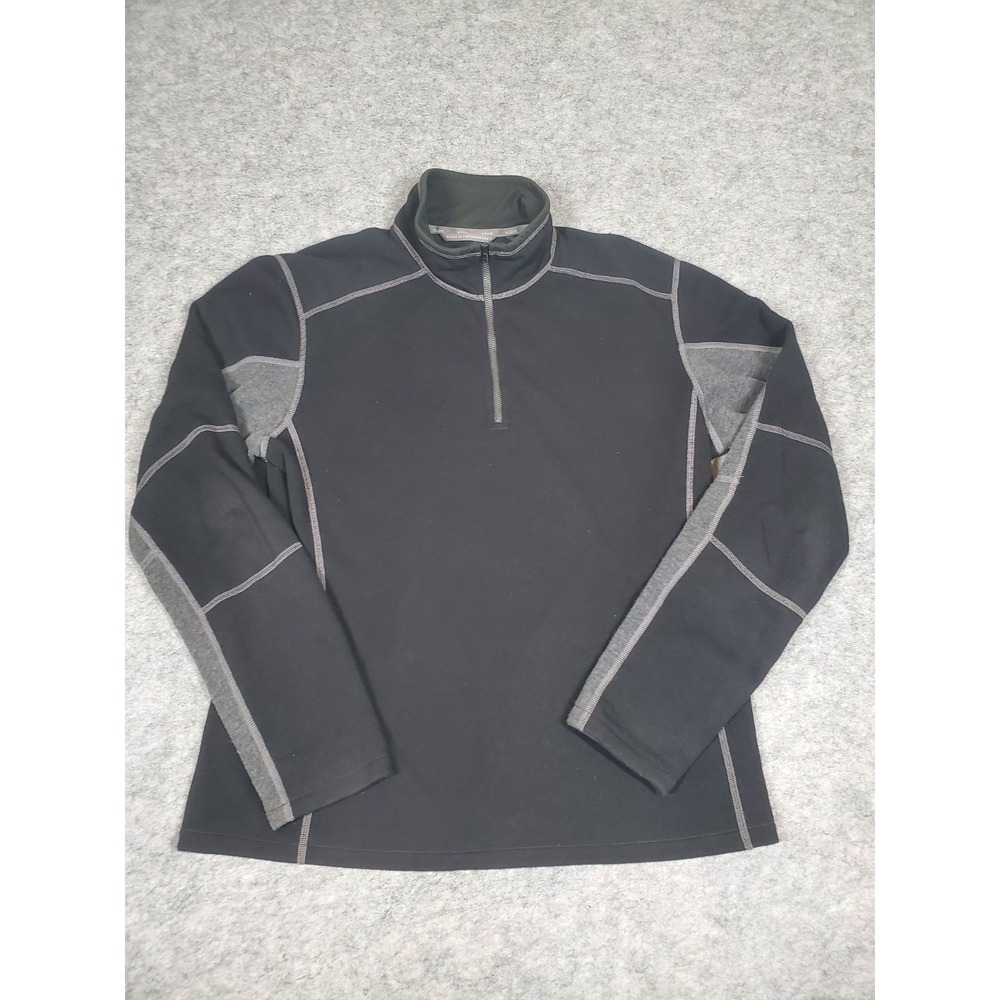 Kuhl Men's Kashmira Revel Fleece 1/4 Zip Pullover Sweatshirt Black Gray Size L